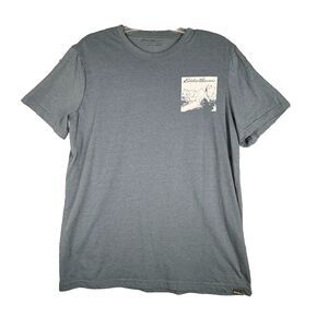 Eddie Bauer Shirt Mens XL Gray‎ White Graphic T-Shirt Adventure Casual Heritage